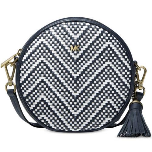 Michael Kors Circle Canteen Crossbody Woven Chevron Admiral Bag