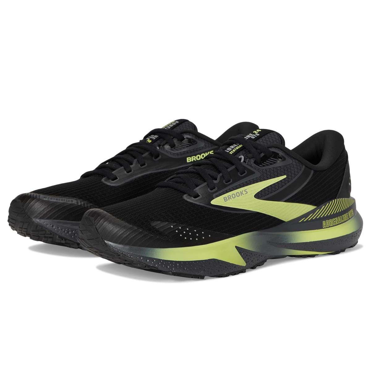 Man`s Sneakers Athletic Shoes Brooks Adrenaline Gts 24 Weatherized - Black/Ebony/New Yellow