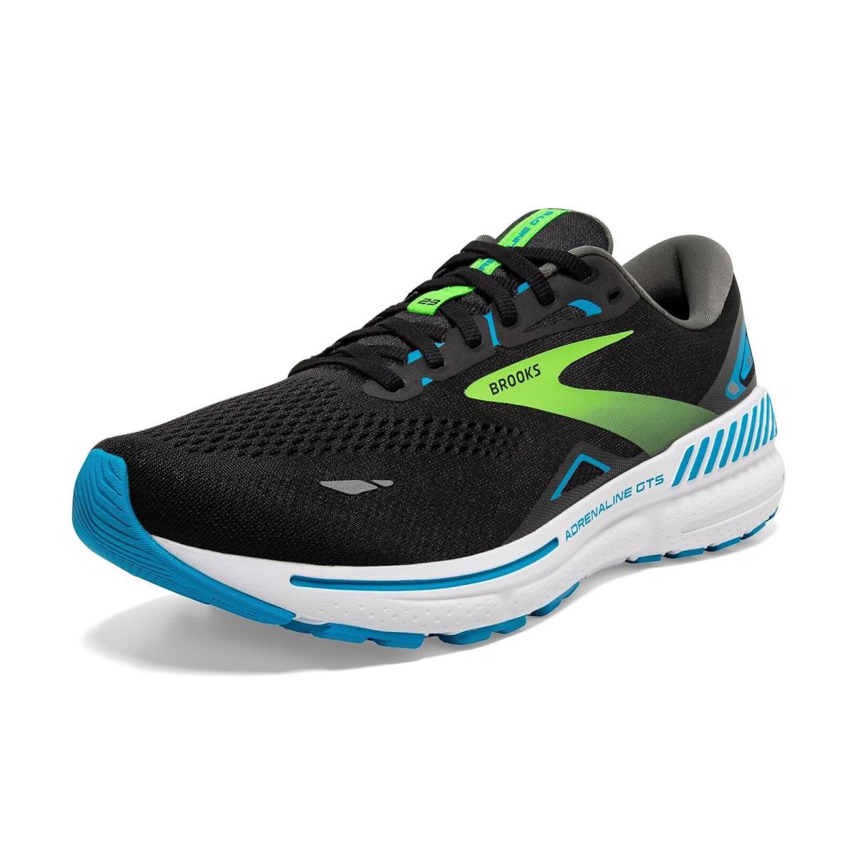 Brooks Men s Adrenaline Gts 23 Supportive Running Shoe - Black/hawaiian Ocean/gr - Black/Hawaiian Ocean/Green