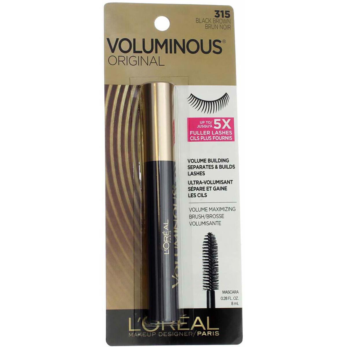 6 Pack L`oreal Paris Voluminous Mascara Black Brown 315 0.28 fl oz - Black, Brown