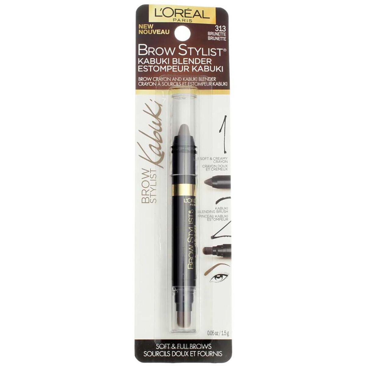 3 Pack L`oreal Paris Brow Stylist Kabuki Blender Brow Crayon Brunette 313