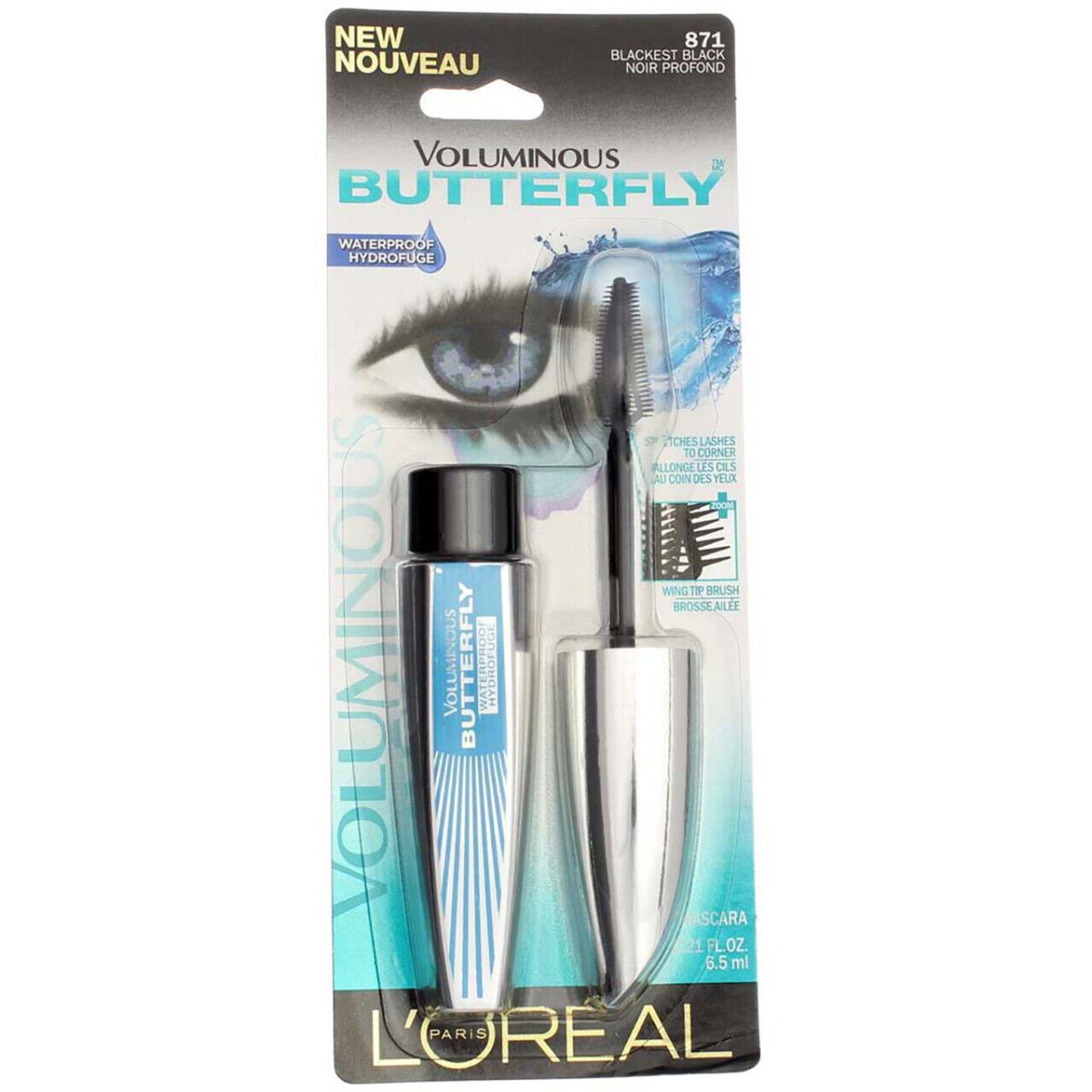 4 Pack L`oreal Paris Voluminous Butterfly Waterproof Mascara Blackest Black