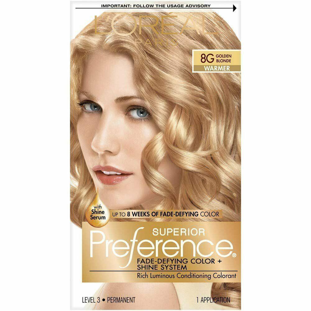 Loreal Superior Preference Hair Color 8G Golden Blonde Fade Defying 1 ct 2 Pack