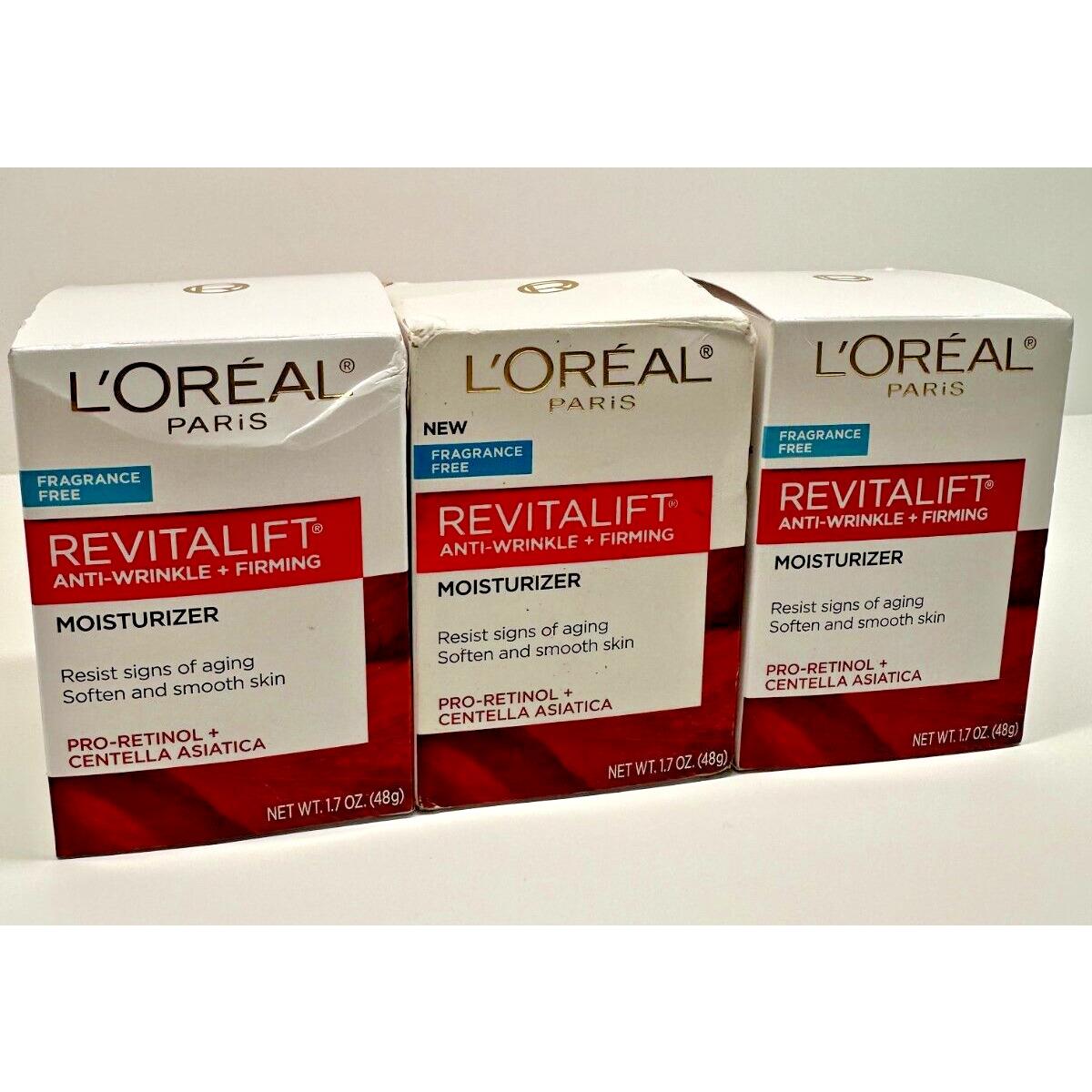 3XLoreal Paris Revitalift Anti-wrinkle Firming Moisturizer Fragrance Free 1.7