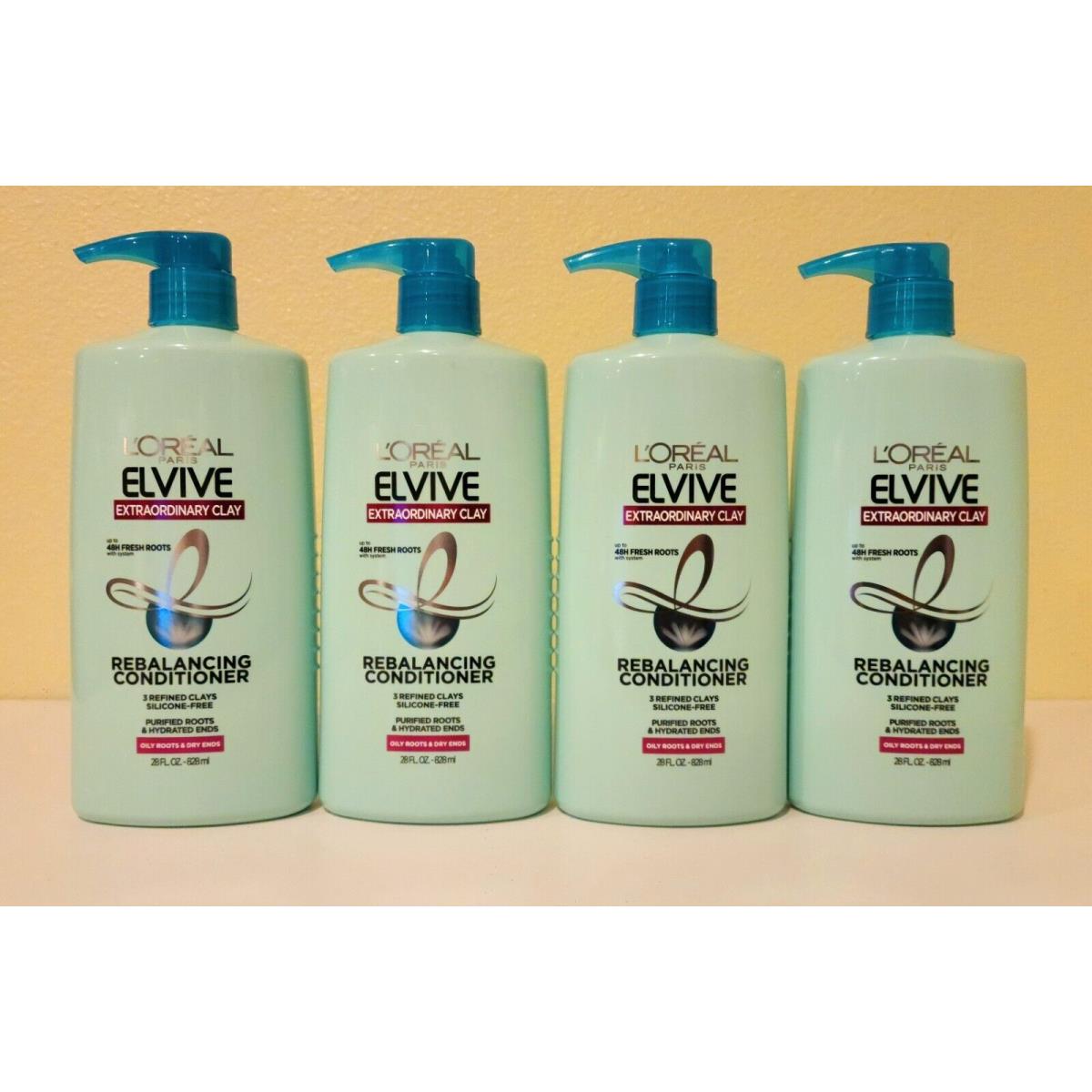 4 L`oreal Elvive Extraordinary Clay Rebalancing Conditioner Oily Roots Dry Ends