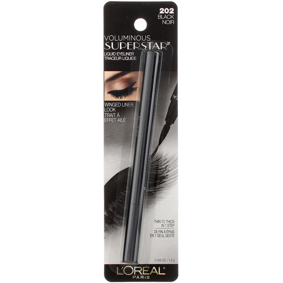 4 Pack L`oreal Paris Voluminous Superstar Liquid Eyeliner Black 202 0.056 oz