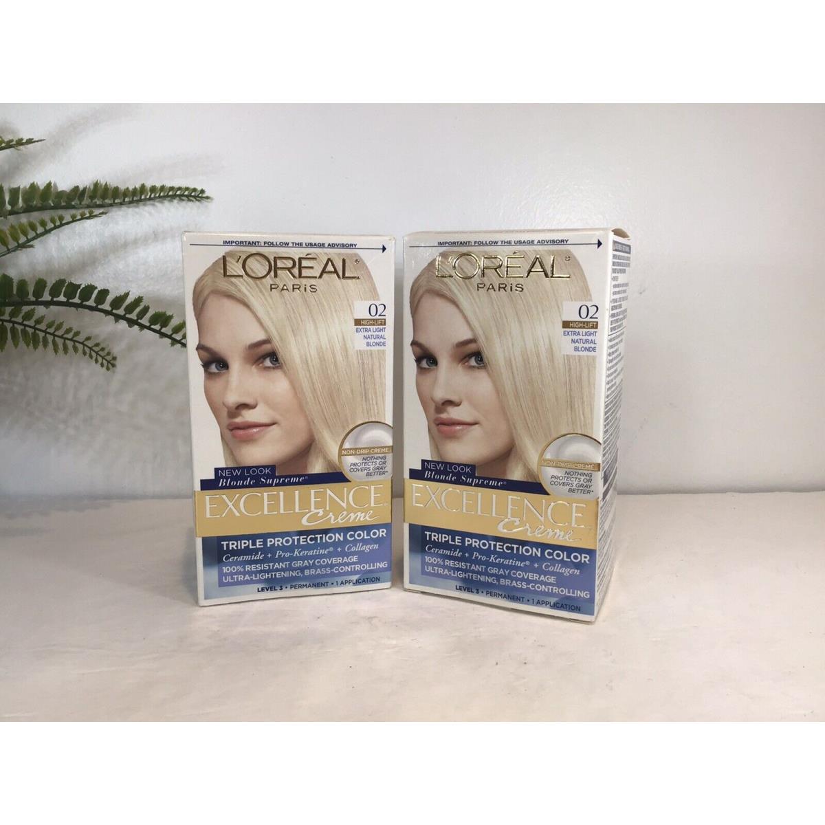 L`oreal Excellence Creme 02 High-lift Extra Light Natural Blonde - Lot of 2