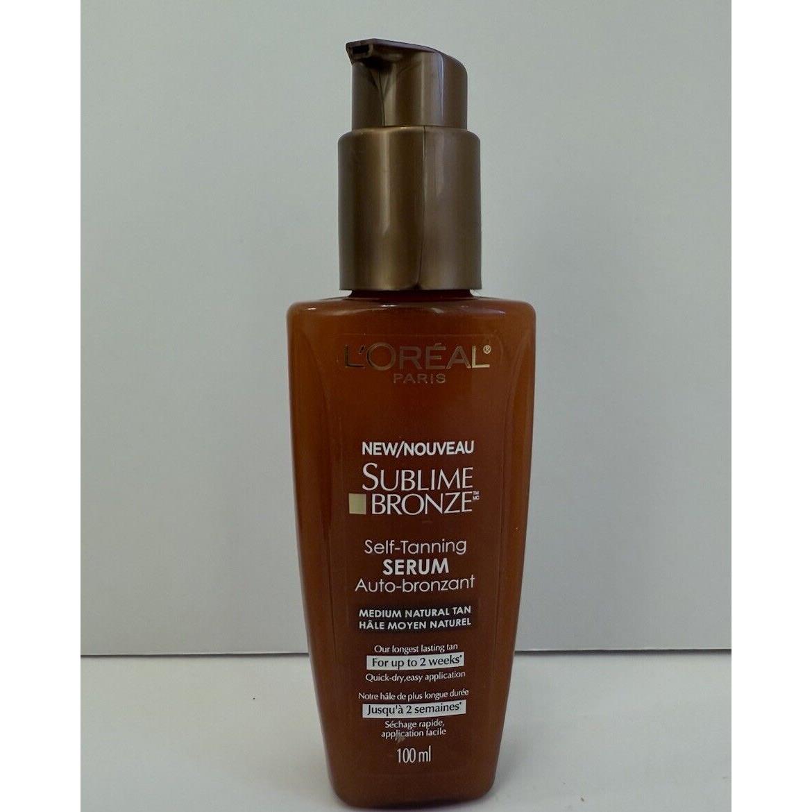 L`oreal Paris Sublime Bronze Self-tanning Serum Medium Natural Tan 3.4 Fl Oz