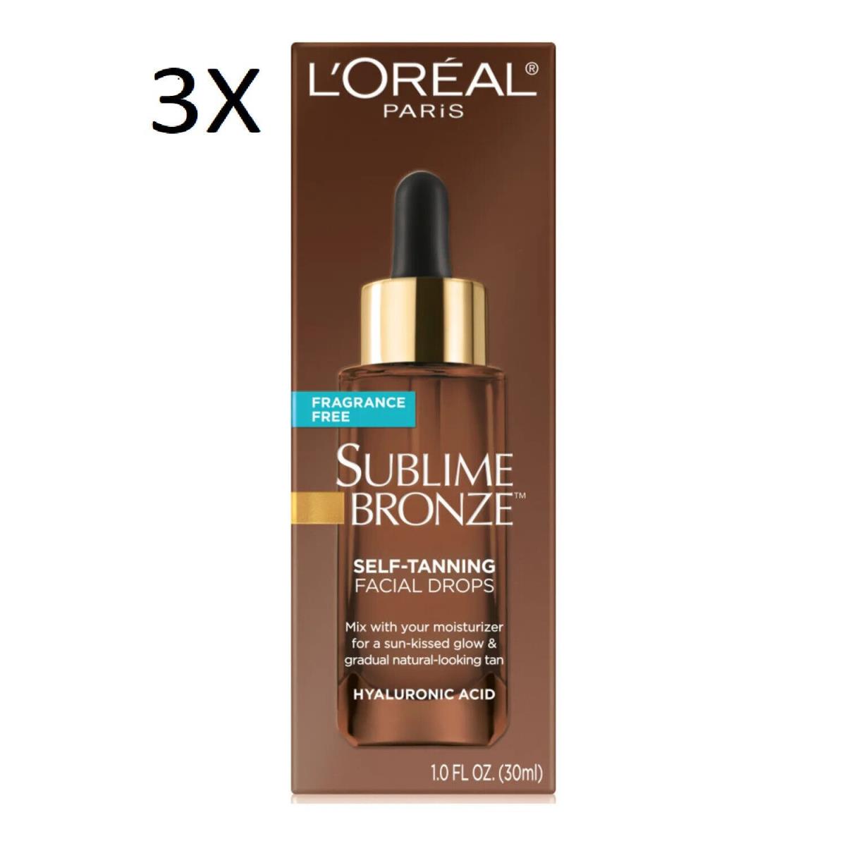 3 X Loreal Sublime Bronze Self-tanning Facial Drops 1.0 fl oz