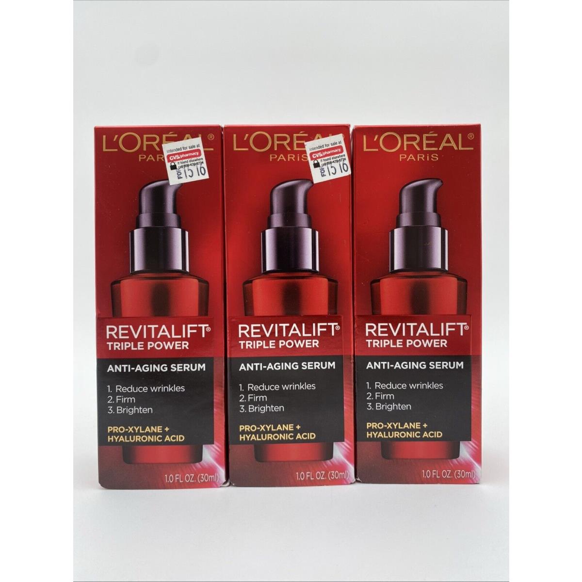 L`oréal L`or al Paris Revitalift Triple Power Anti-aging Serum 1.0 Oz. Lot Of 3