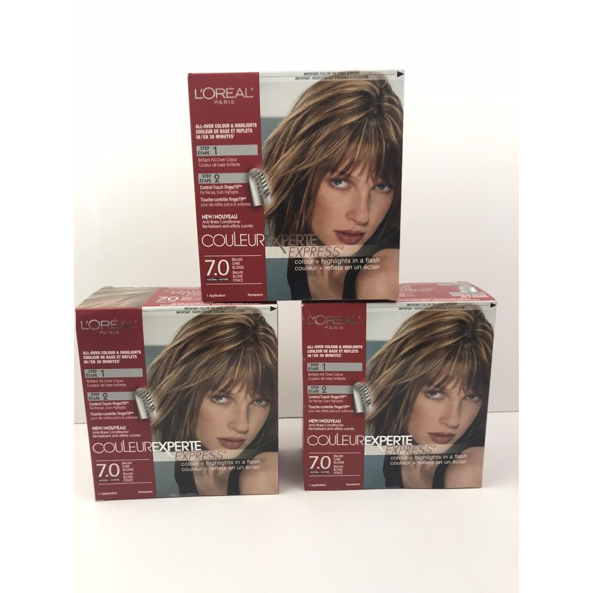 L`oréal 3x L Oreal Couleur Experte Express Hair Color 7.0 Biscotti Dark Blonde