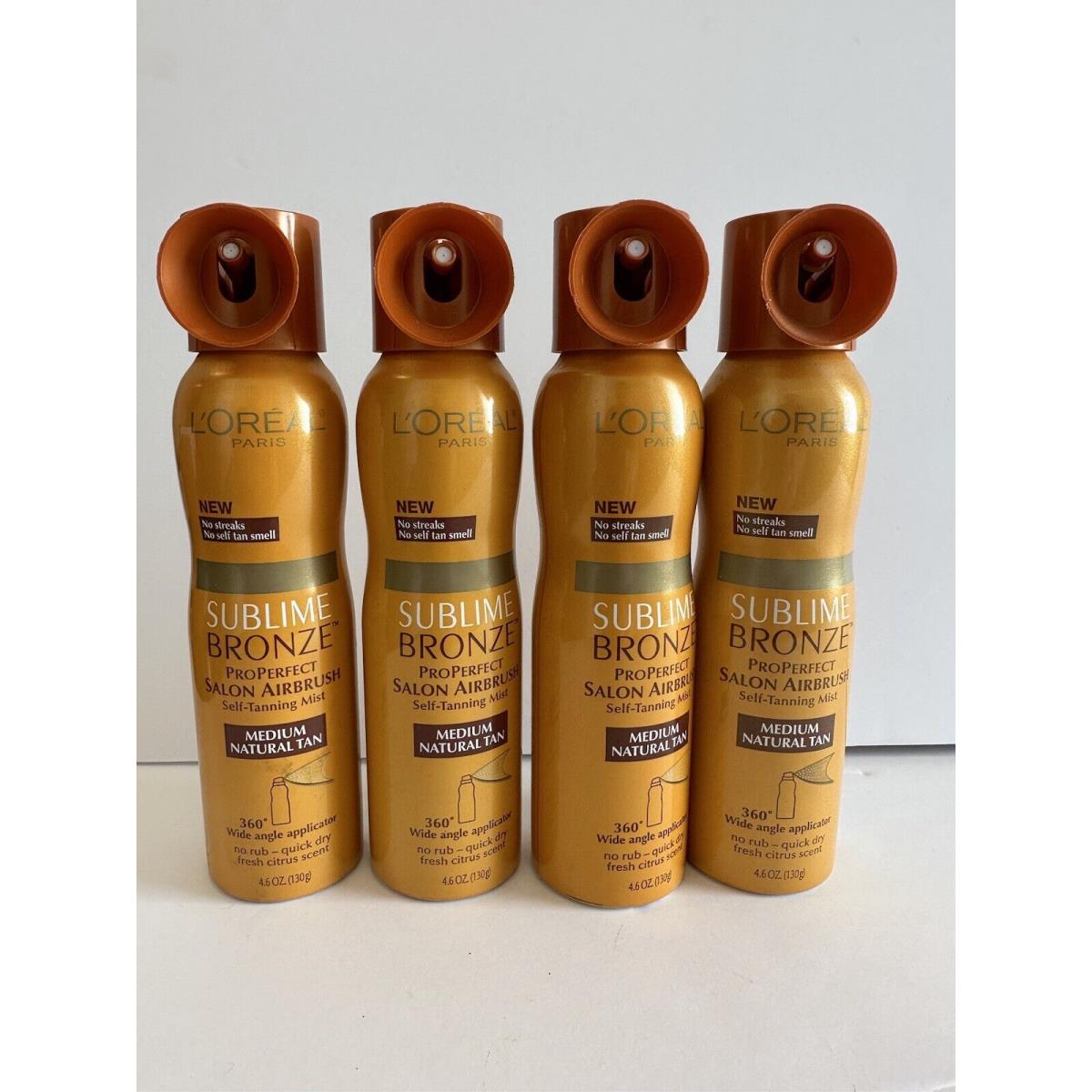 4 x L`oreal Sublime Bronze Medium Properfect Salon Airbrush Self Tanning Mist