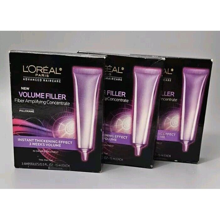 Loreal Volume Filler In-shower Treatment 3 Ampoules Lot of 3