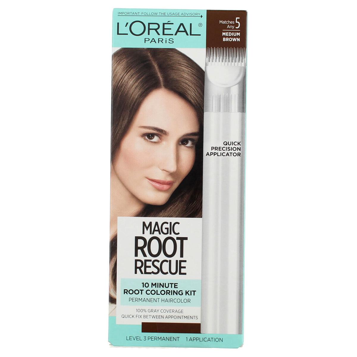 6 Pack L`oreal Paris Magic Root Rescue Permanent Hair Color Medium Brown 5