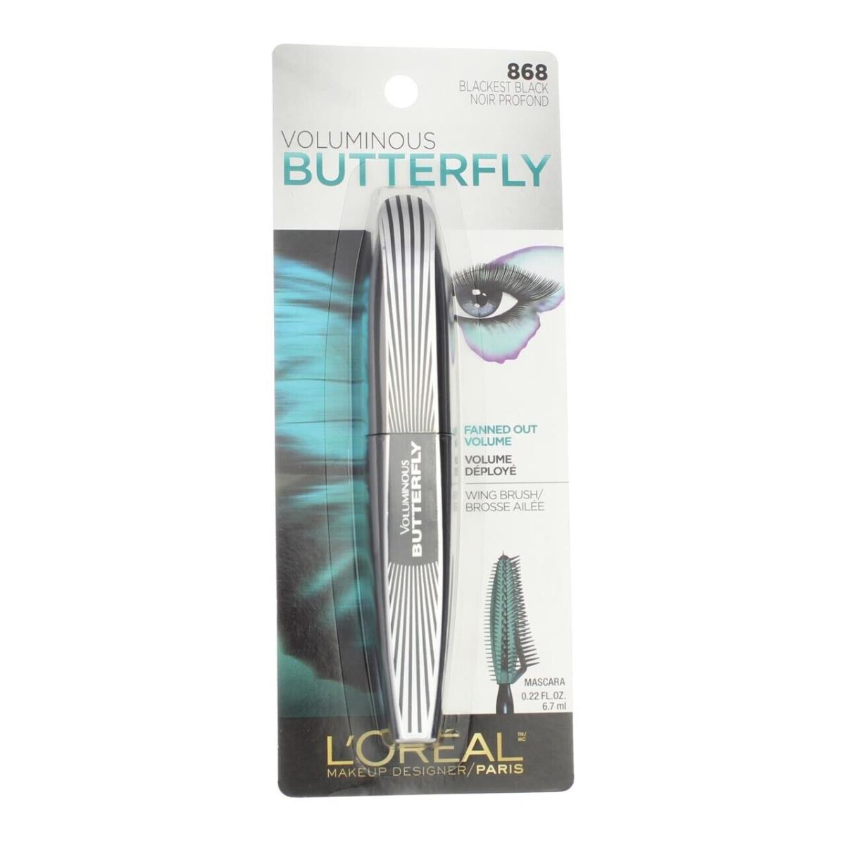 4 Pack L`oreal Paris Voluminous Butterfly Washable Mascara Blackest Black