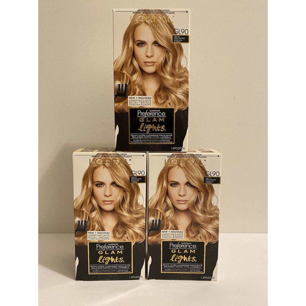 3 X L`oreal Paris Superior Preference Glam Lights Brush Highlights GL90 Blonde