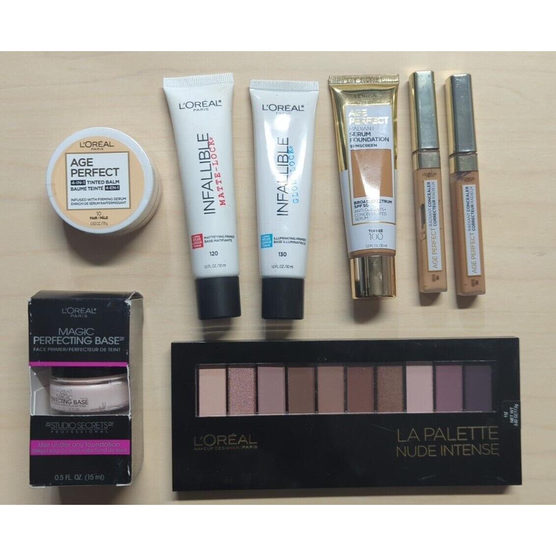 Lot 8 Items L`oreal Palette Base Balm Primer Foundation Concealer