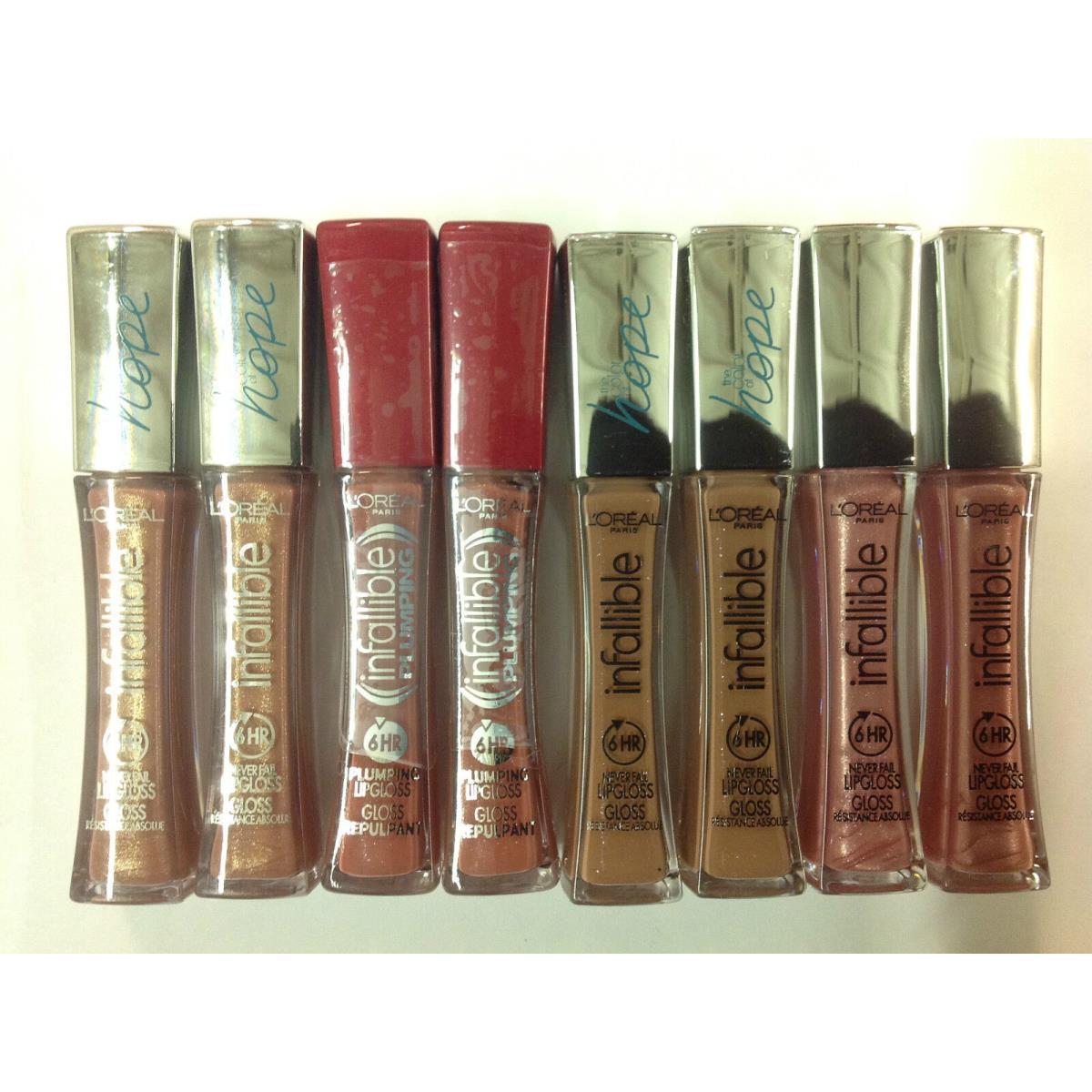 Lot OF 24 L`oreal Infallible 6 HR Never Fail Lip Gloss Assorted 4 Colors