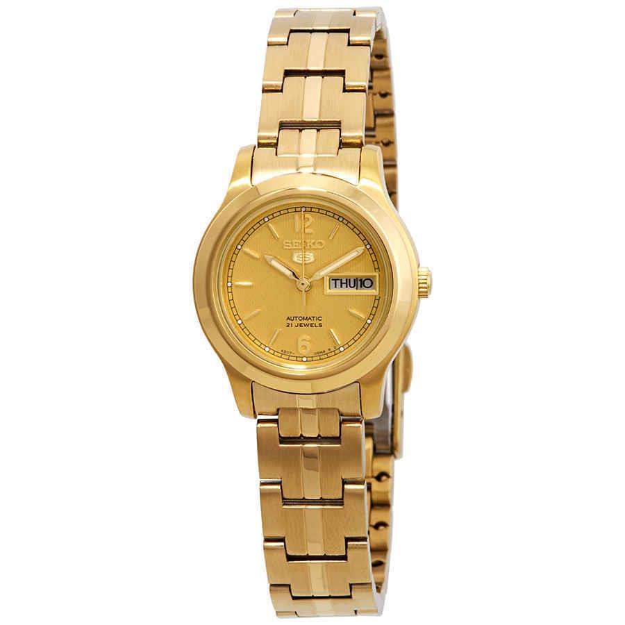 Seiko Series 5 Automatic Gold Dial Gold-tone Ladies Watch SYME02