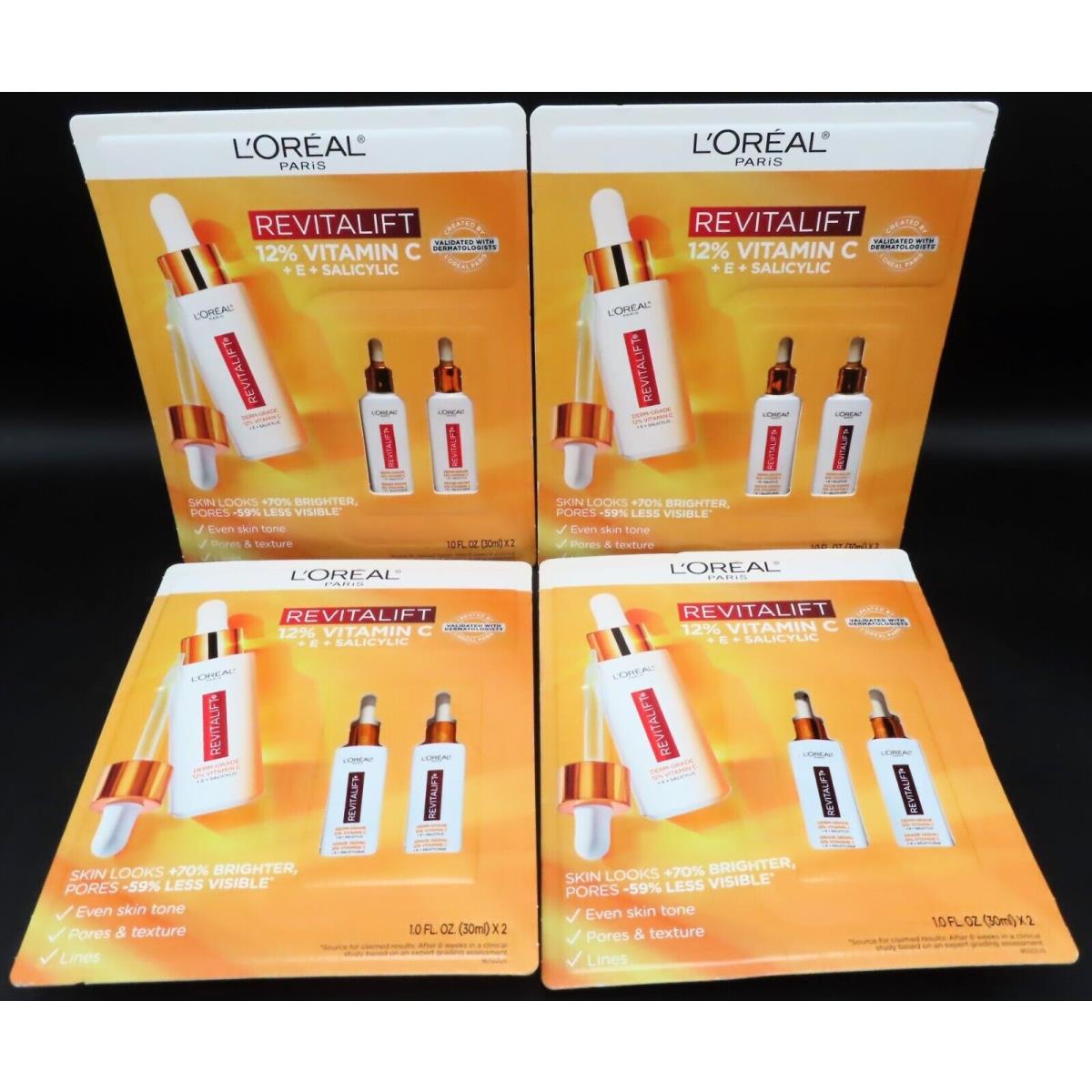 4 Pack L`oreal Revitalift 12% Vitamin C + E + Salicylic 1.0 Fl. Oz/each