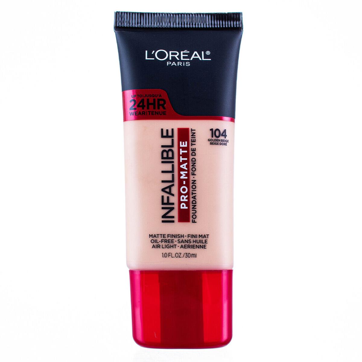 3 Pack L`oreal Paris Infallible Promatte Foundation Golden Beige 104 1 fl oz