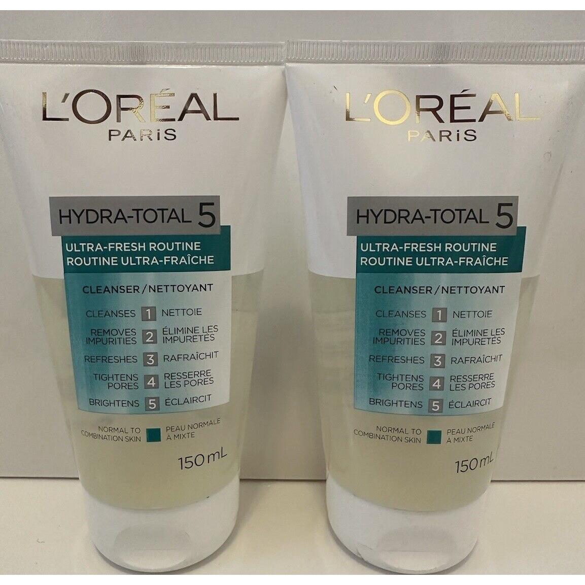 2 X Loreal Paris Hydra Total 5 Ultra Fresh Routine Cleanser 150ml