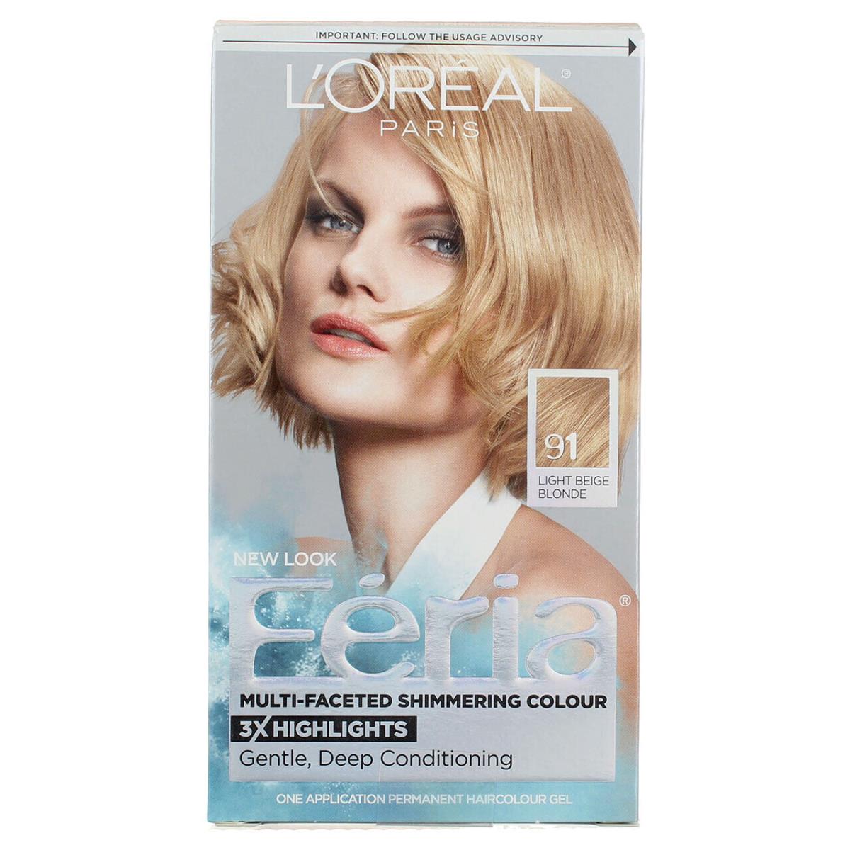 2 Pack L`oreal Paris Feria Hair Color Gel Light Beige Blonde 9.3 oz