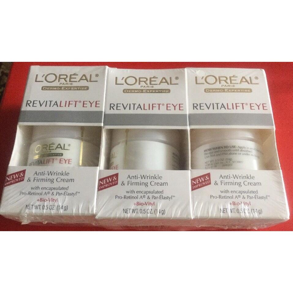 3 L`oreal Dermo-expertise Revitalift Eye Improved 0.5 oz