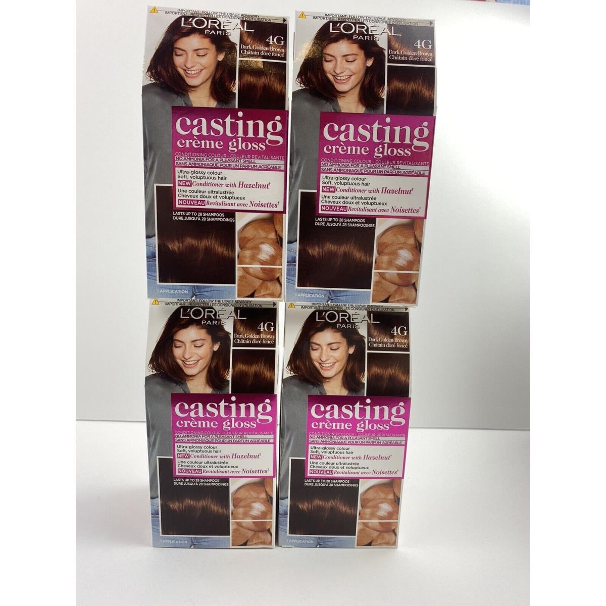 4 X L`oreal Paris Casting Cr me Gloss 4G Dark Golden Brown