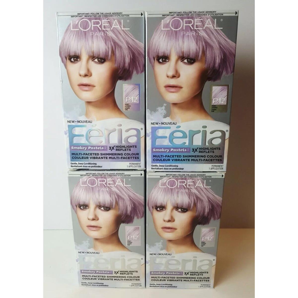 4x L`oreal Paris Feria Pastels Hair Color P12 Smokey Lavender Dusk