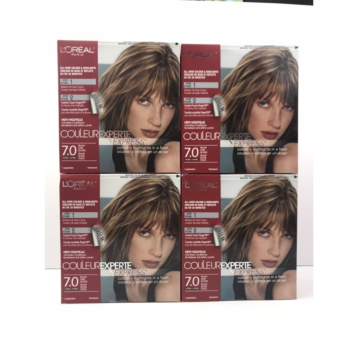 L`oréal 4x L Oreal Couleur Experte Express Hair Color 7.0 Biscotti Dark Blonde