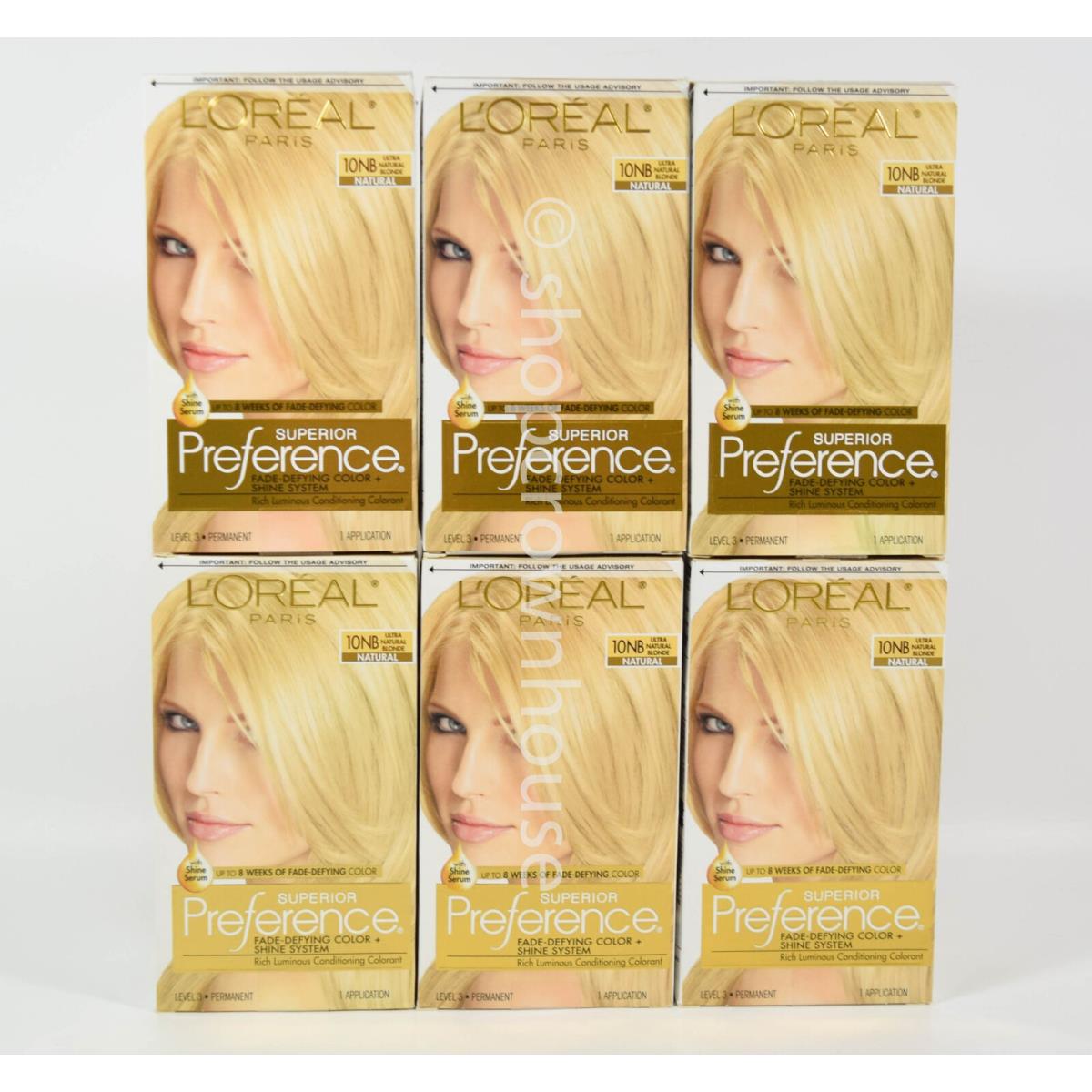 6 Loreal Superior Preference Hair Color 10NB Ultra Natural Blonde - Natural