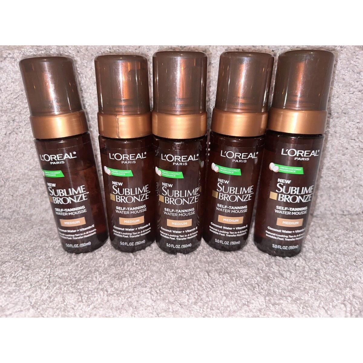 Lot Of 5 Loreal Sublime Bronze Self Tanning Water Mousse Medium-coconut Water