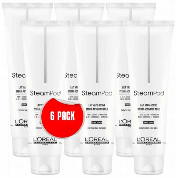 L`oreal Professionnel Steampod Steam-activated Smoothing Milk 5.1oz - 6 Pack