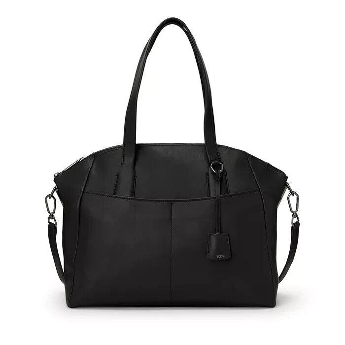 Tumi Linz 15.5 Large Carryall Laptop Tote Bag Black Leather