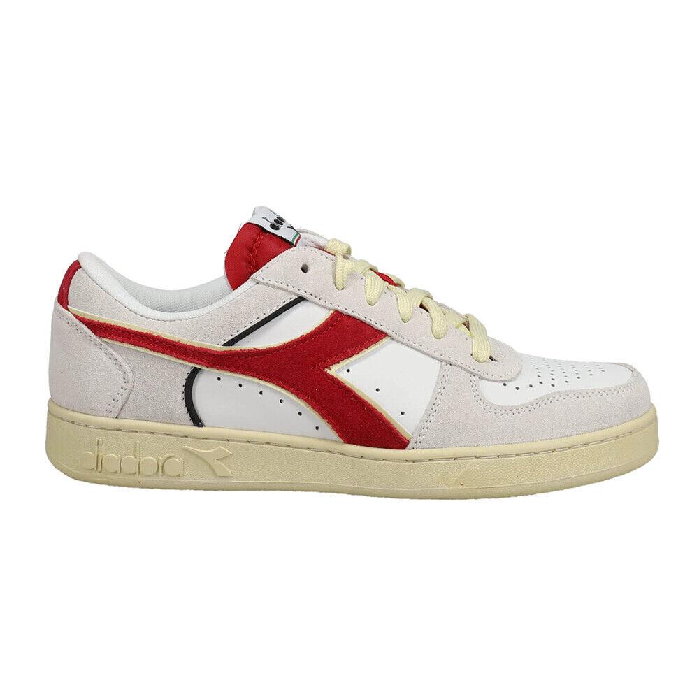 Diadora Magic Basket Low Suede Leather Lace Up Mens Grey Red White Sneakers C