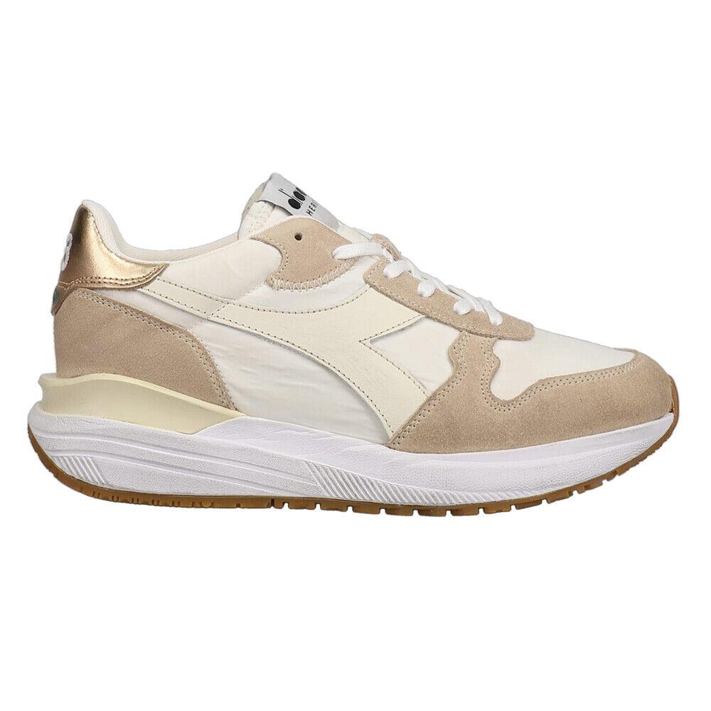 Diadora Venus Dirty Metallic Lace Up Womens Off White Sneakers Casual Shoes 178