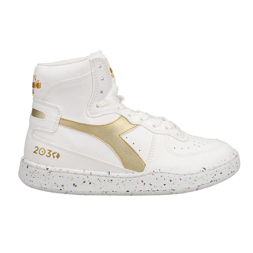 Diadora Mi Basket 2030 High Top Mens Gold White Sneakers Casual Shoes 179038-C