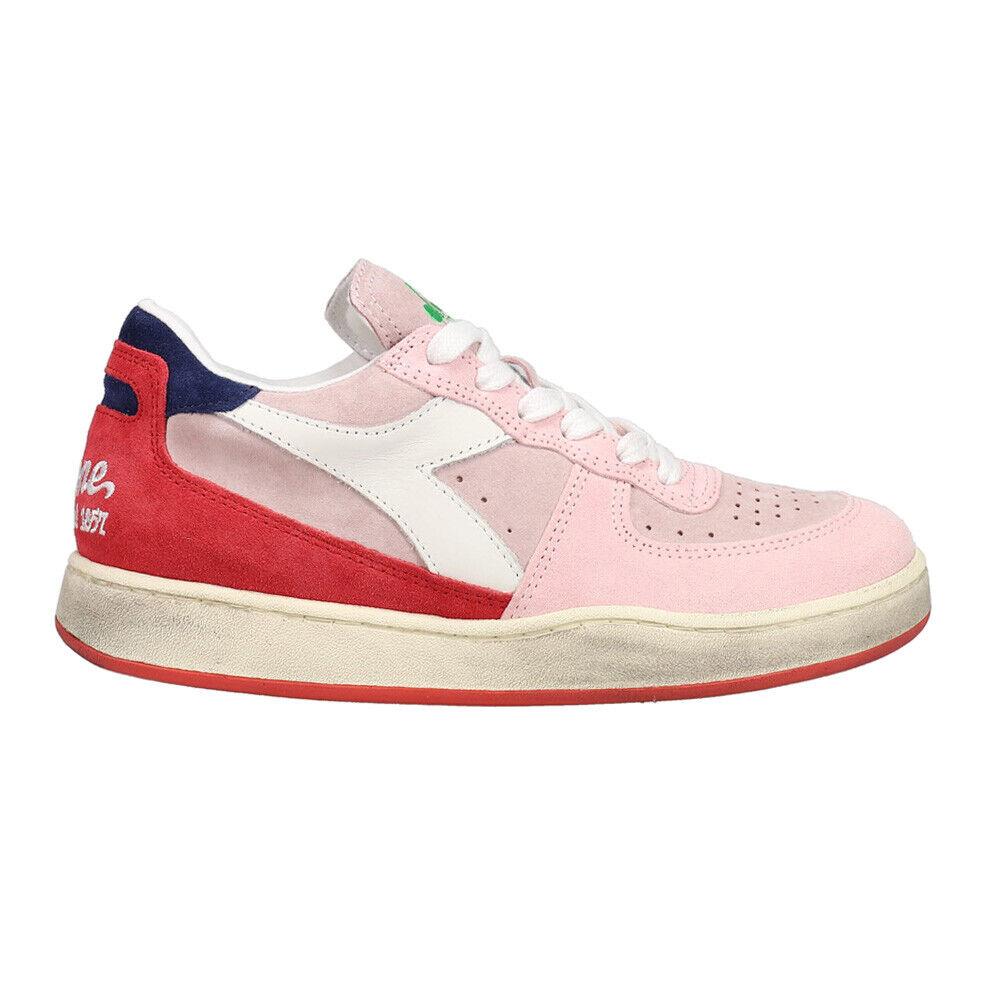 Diadora Mi Basket Low Lampone Italia Lace Up Mens Pink Sneakers Casual Shoes 17 - Pink