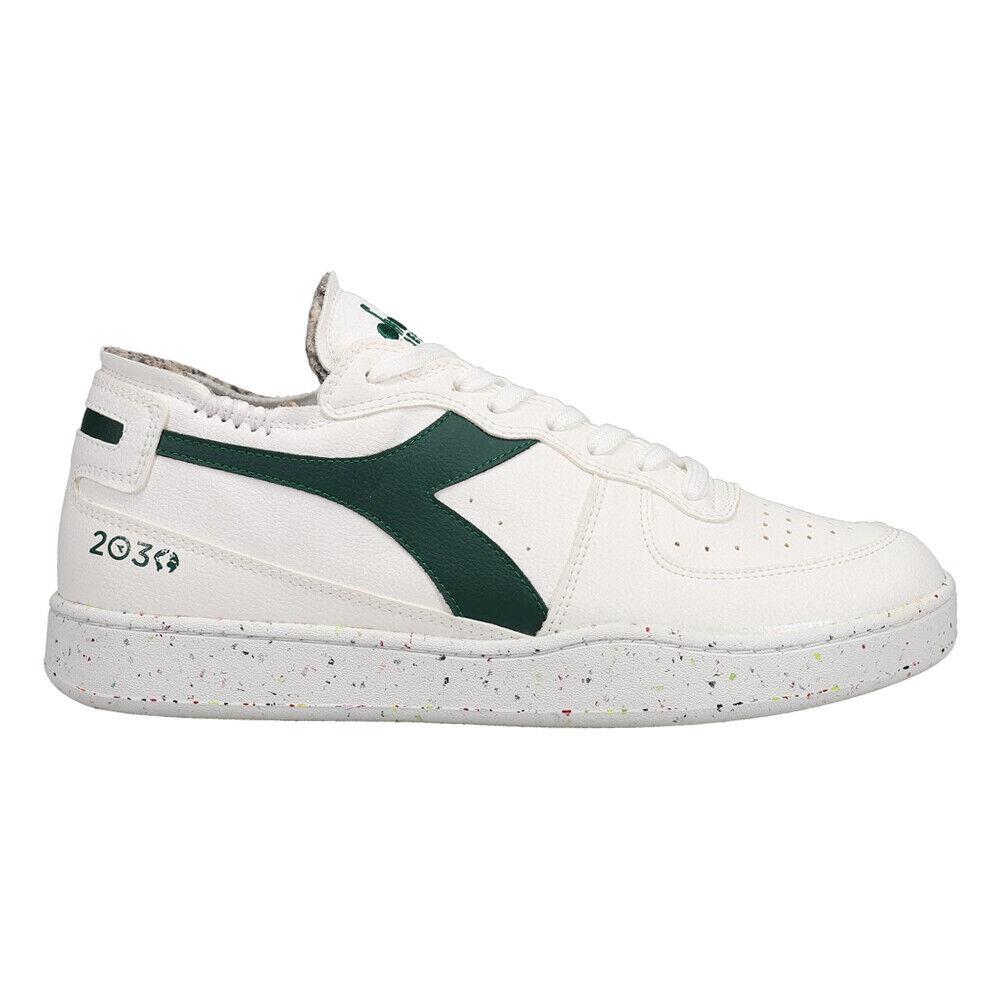 Diadora Mi Basket Row Cut 2030 Lace Up Mens Green White Sneakers Casual Shoes