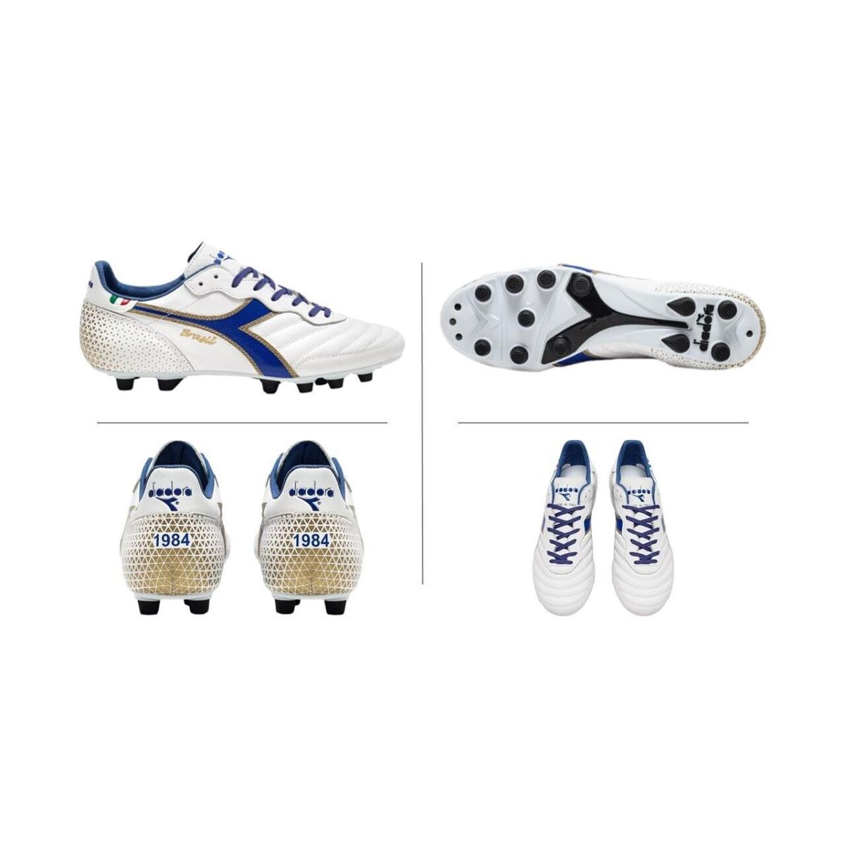 Diadora Calcio Brasil Italy OG GR Lt+ Mdpu White Blue Soccer Cleats Men`s SZ 8.5