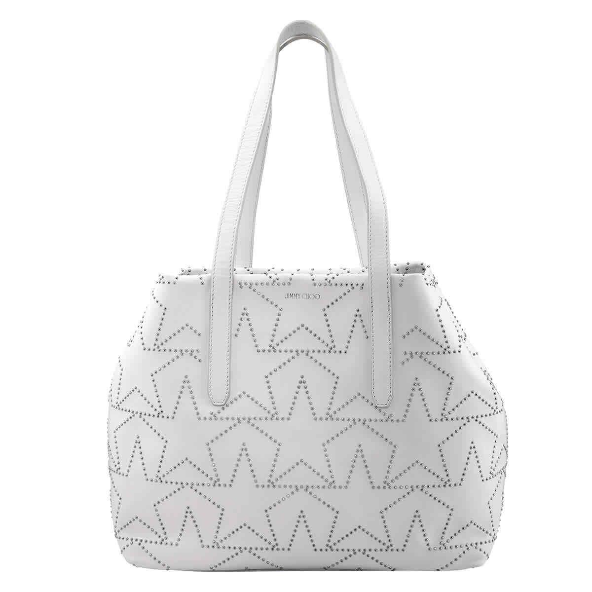 Jimmy Choo Ladies Sofia Medium Star Stud Tote - White 193 Sofia/m Ddp