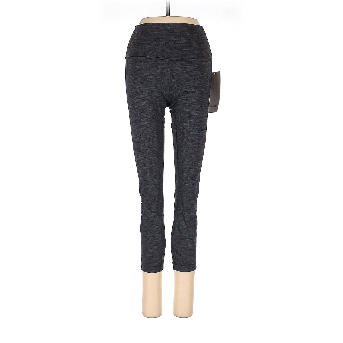 Lululemon Athletica Heathered Black Wunder Under HR Crop 23 Flux Leggings- US 4