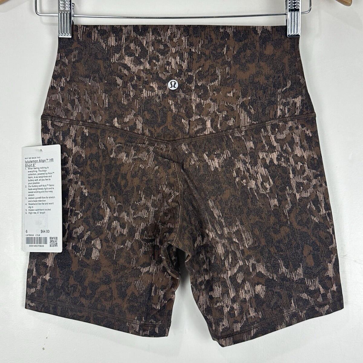 Lululemon Align High Rise Short 6 Lined Trueleopard Max Brown Size 6