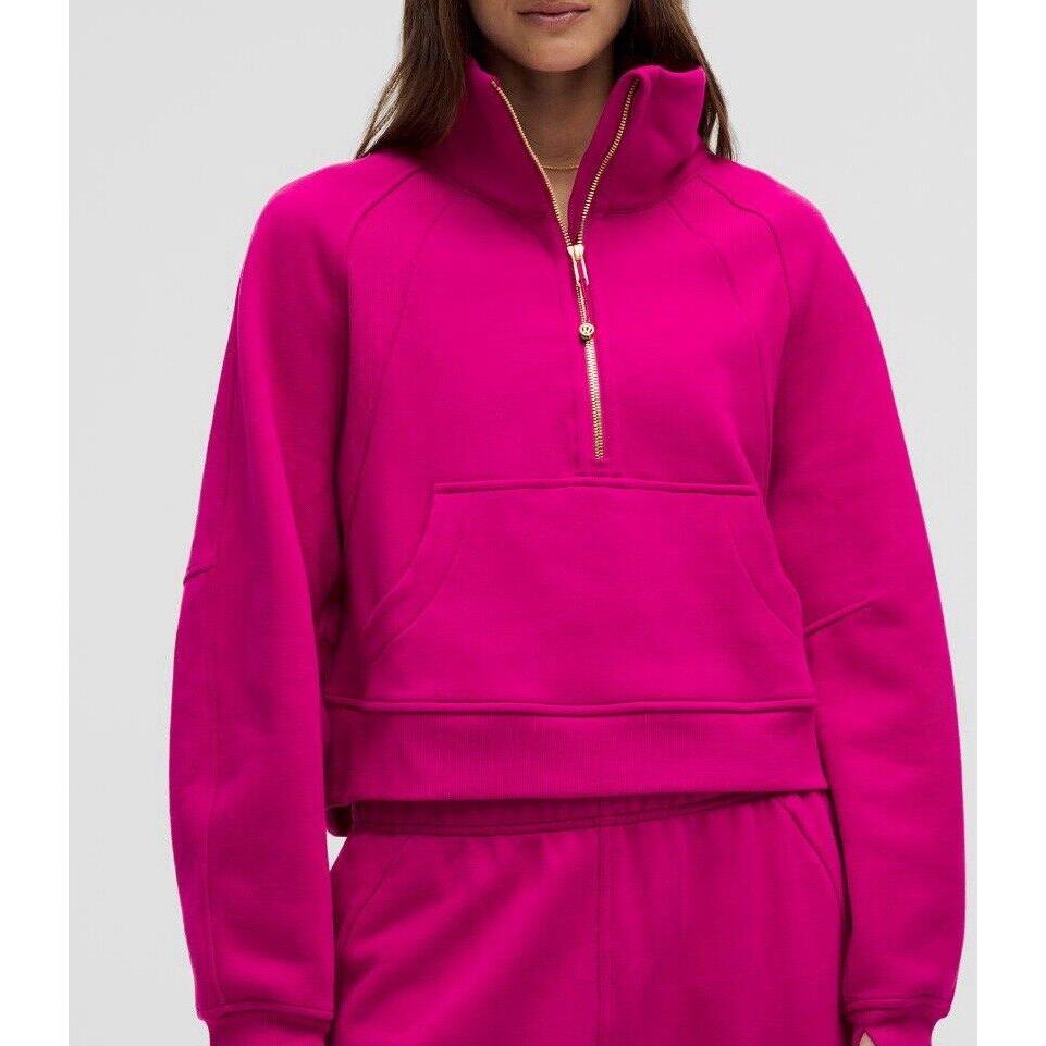 Lululemon Scuba Oversized Half Zip Funnel Neck Raspberry Gold Sweatshirt XL Xxl