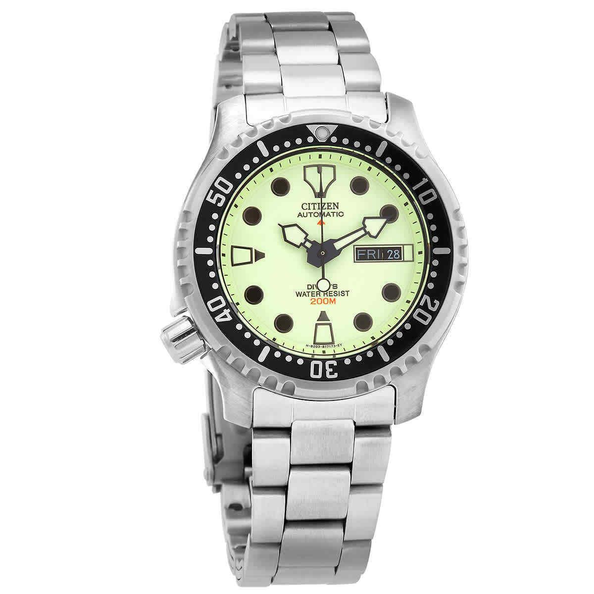 Citizen Promaster Marine Automatic Green Dial Men`s Watch NY0040-50W - Dial: Green, Band: Silver-tone, Bezel: Silver-tone