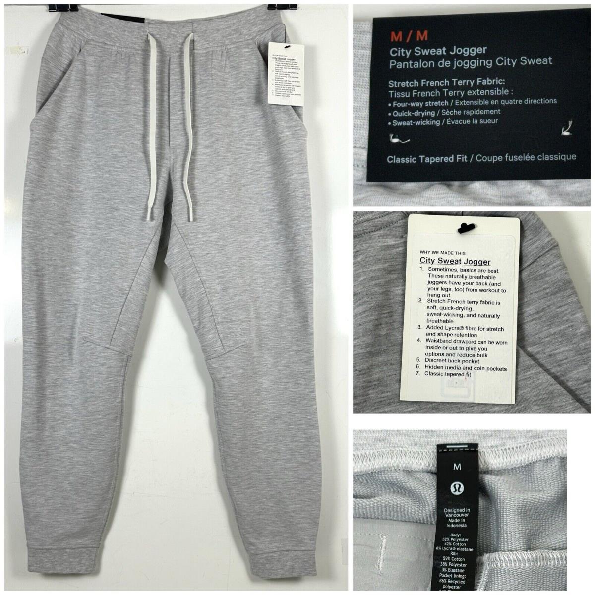 Lululemon Mens City Sweat Jogger Size Medium Gray Inseam 29 Inches