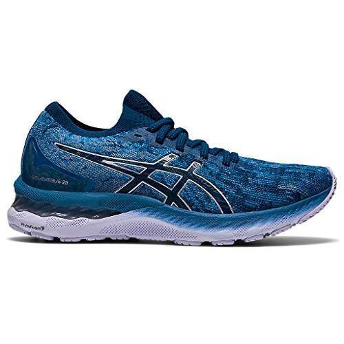 Asics Women`s Gel-nimbus 23 Knit Running Shoes Grey Floss/mako Blue - 1012A880-4