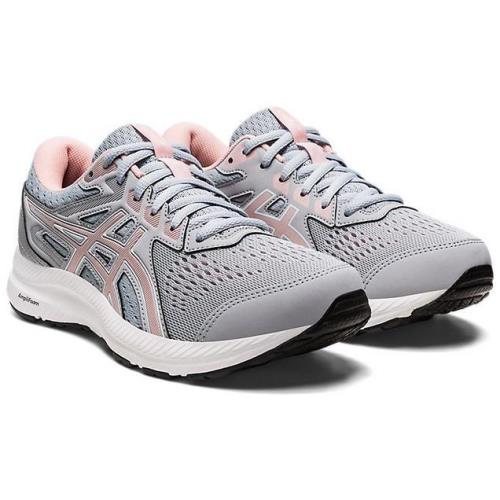 Asics Women`s Lightweight Breathable Running Sneakers Light Gray Pink Wide