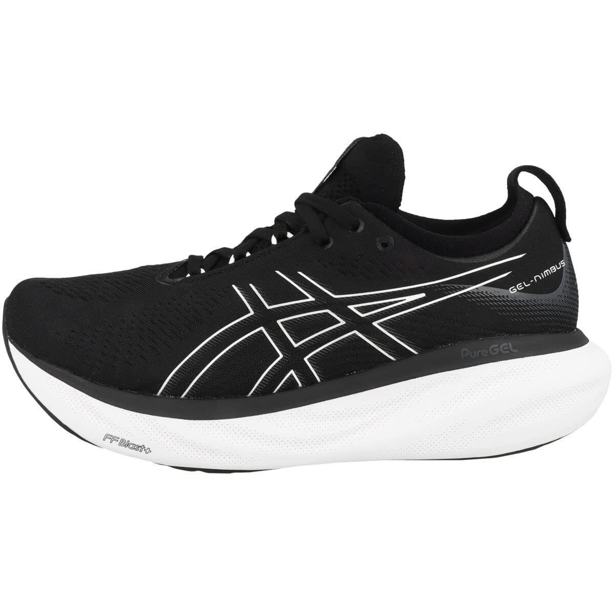 Asics Men`s Gel-nimbus 25 Running Shoes US 11.5 2E Wide Black/pure Silver